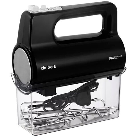 Миксер TIMBERK T-HM40S50, 700 Вт, 5 скоростей, 2 венчика, 2 крюка для теста, контейнер