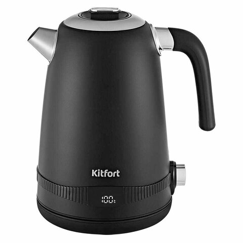 Чайник KITFORT КТ-6121-1, 1,7 л, 2200 Вт, закрытый нагревательный элемент, LED-дисплей, ТЕРМОРЕГУЛЯТОР, сталь