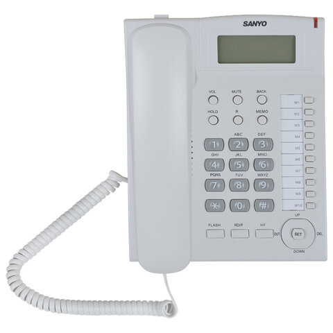 Телефон SANYO RA-S517W, спикерфон, память 30 номеров, тональный / импульсный режим