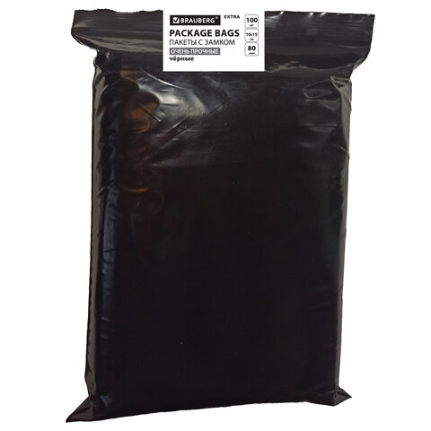 Пакеты ZIP-LOCK ОЧЕНЬ ПРОЧНЫЕ, комплект 100 шт., 100x150 мм, ПВД, 80 мкм., BRAUBERG