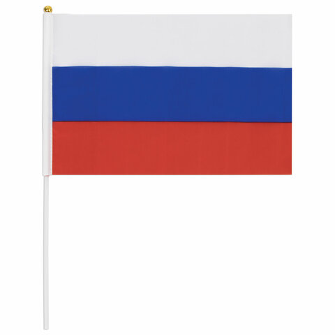 Флаг России ручной см, без герба, с флагштоком, BRAUBERG/STAFF
