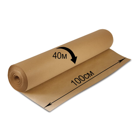 Крафт-бумага в рулоне, 1000 мм x 40 м, плотность 78 г/м2, Марка А (Коммунар), BRAUBERG