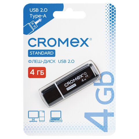 Флеш-диск 4 GB, CROMEX (КРОМЕКС) Standard USB 2.0