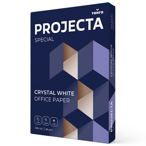 Бумага офисная БОЛЬШОГО ФОРМАТА (297х420), А3, 80 г/м2, 500 л., марка В, PROJECTA SPECIAL, Россия, 153% (CIE)
