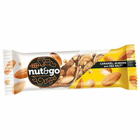 Батончик NUT AND GO из цельного миндаля в соленой карамели, г, шоу-бокс, ВК313