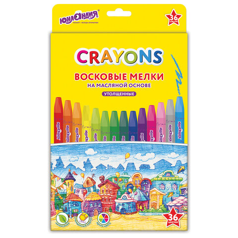 Восковые мелки утолщенные на масляной основе ЮНЛАНДИЯ 