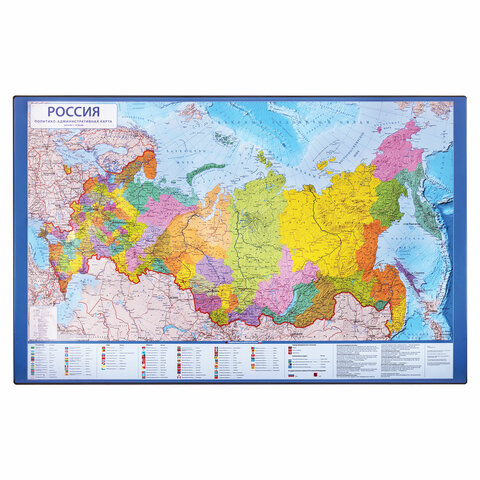 Коврик-подкладка настольный для письма (590х380 мм), с картой России, BRAUBERG