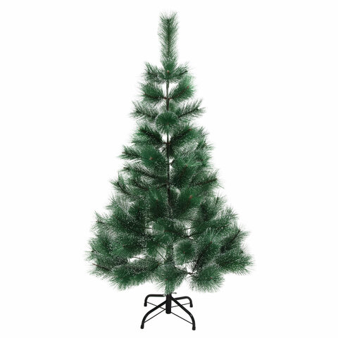 Ель новогодняя искусственная пушистой формы 120 см, с инеем и шишками, ЗОЛОТАЯ СКАЗКА, 592043.