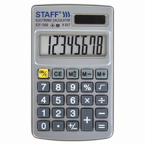 Калькулятор карманный металлический STAFF STF-1008 (103х62 мм), 8 разрядов, двойное питание