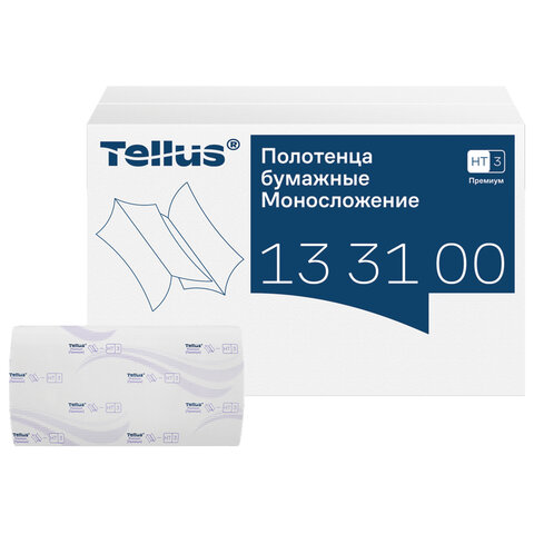 Полотенца бумажные 200 шт., Tellus/TORK (HT3) ПРЕМИУМ, КОМПЛЕКТ 20 пачек, 2-слойные, 23х23 см, V-сложение