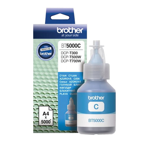 Чернила BROTHER (BT5000C) для СНПЧ Brother DCP-T310/T510W\T710W, оригинальные, ресурс 5000 страниц