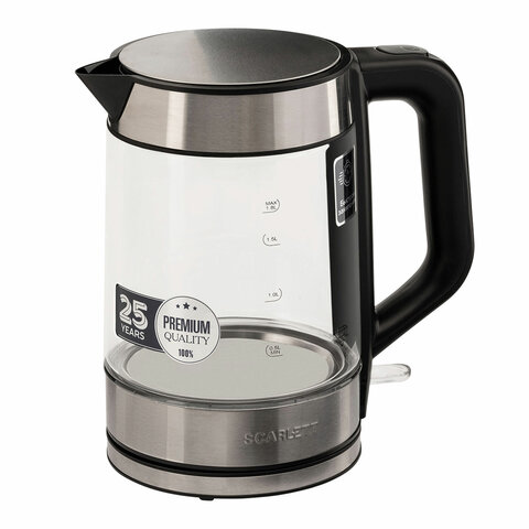 Чайник SCARLETT SC-EK27G101, 1,8 л, 2200 Вт, закрытый нагревательный элемент, стекло