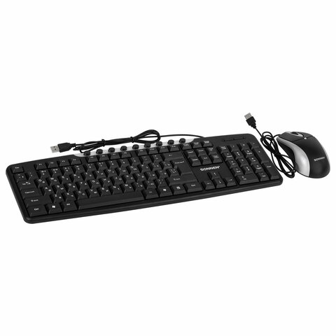 Набор проводной SONNEN KB-S110, USB, клавиатура 113 клавиш, мышь 3 кнопки, 1000 dpi