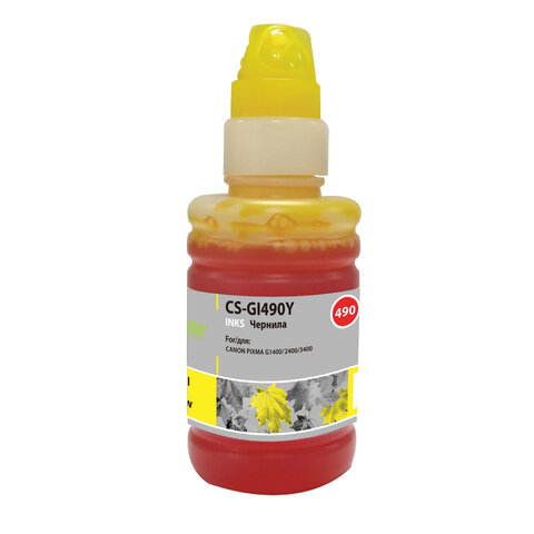 Чернила CACTUS (CS-GI490Y) для СНПЧ CANON Pixma G1400/G2400/G3400, 0,1 л