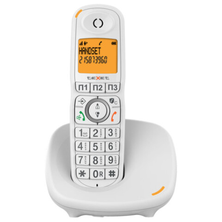 Радиотелефон TEXET TX-D8905A, память 100 номеров, АОН, повтор, спикерфон, часы/будильник, белый, УТ-00004757