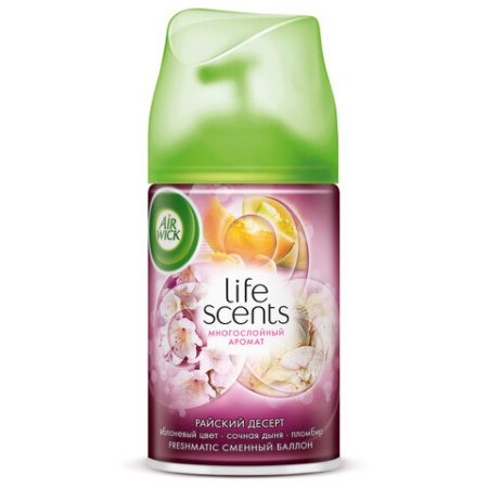 Сменный баллон 250 мл, AIRWICK LifeScents "Райский десерт", для автоматических освежителей, универсальный