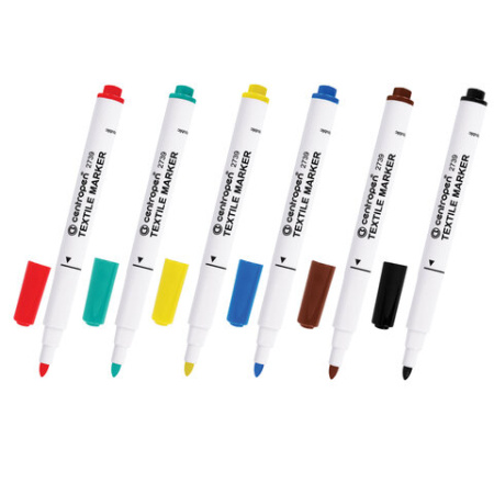 Маркеры для ткани 6 ЦВЕТОВ CENTROPEN "Textile Marker", круглый наконечник, 1,8 мм, 2739/6, 5 2739 0610
