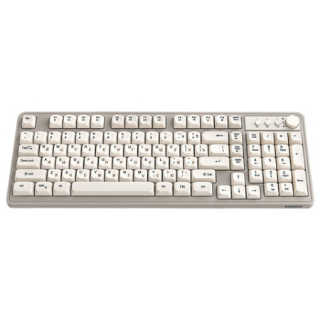 Клавиатура проводная USB, 102+98 клавиш, LED-подсветка, SONNEN K620, слоновая кость / серая, 513950