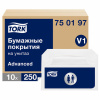 Покрытия на унитаз Tellus/TORK (Система V1), 1/2 сложения, КОМПЛЕКТ 250 шт., 37х41 см, Advanced, белые, 750197
