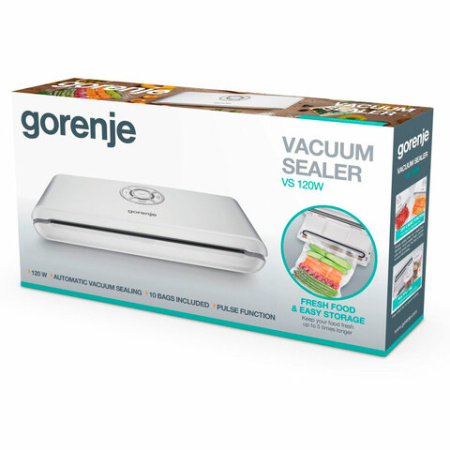 Вакууматор/вакуумный упаковщик GORENJE VS120W, 120 Вт, 2 режима, ширина пакета до 30 см, белый