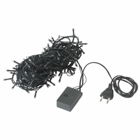 Электрогирлянда-нить комнатная "Стандарт" 10 м, 100 LED, теплый белый свет, 220 V, контроллер, ЗОЛОТАЯ СКАЗКА, 591346