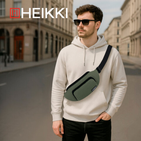 Сумка на пояс HEIKKI RIO (ХЕЙКИ), карман, регулируемый ремень, хаки, 30х12x10 см, 272616