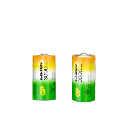Батарейки аккумуляторные GP ReEnergy Ni-Mh КОМПЛЕКТ 2 шт., С (HR14), 3000 mAh, 300CHCRGY-2CRCB2