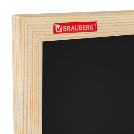 Доска для мела магнитная 60х90 см, черная, деревянная рамка, BRAUBERG "Wood", 238804