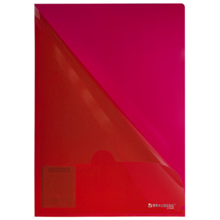 Папка-уголок жесткая, непрозрачная (тонированная), А4, BRAUBERG "UNIVERSAL", красная, 0,18 мм, 273058