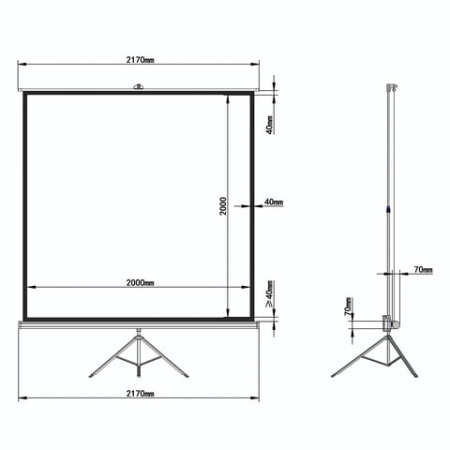 Экран проекционный на треноге (200х200 см), матовый, 1:1, BRAUBERG "TRIPOD", 236731