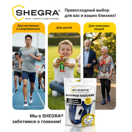 Шнурки плоские эластичные СИНИЕ длина 100 см, ширина 8 мм, 2 капсулы синего цвета, SHEGRA (ШЕГРА), 701709