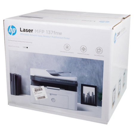 МФУ лазерное HP Laser 137fnw "4 в 1", А4, 20 стр./мин., 10000 стр./мес., АПД, Wi-Fi, сетевая карта, 4ZB84A