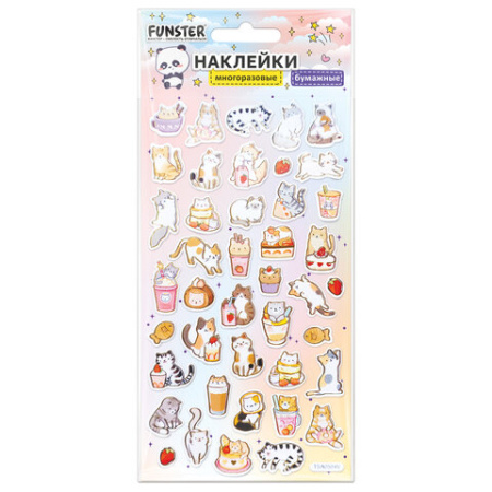 Наклейки бумажные 17,5х9,5 см, ассорти 12 видов, FUNSTER (ФАНСТЕР), 666676