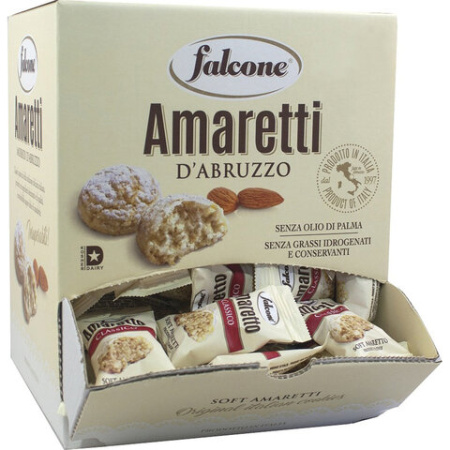 Печенье в индивидуальной упаковке миндальное FALCONE "Amaretti", 100 штук по 10 г, 1 кг, ИТАЛИЯ, MC-00014395