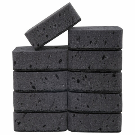 Губки для посуды 9,5х7х3,5 см, КОМПЛЕКТ 10 шт., BIG BLACK, КРУПНОПОРИСТЫЙ поролон с абразивным слоем, LAIMA, 608650