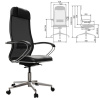 Кресло офисное МЕТТА "ErgoLife" Comfort, хром, сиденье мягкое, ткань-сетка/экокожа, черное