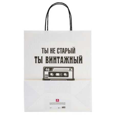 Пакет подарочный (1 штука) 26х13х32 см (L) "Funny Notes", ассорти, крафт, ЗОЛОТАЯ СКАЗКА, 700824