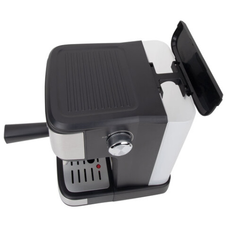 Кофеварка рожковая ручной капучинатор SONNEN CM8501, 1100 Вт, 1,5 л, 15 бар, черная/серебро, 456335