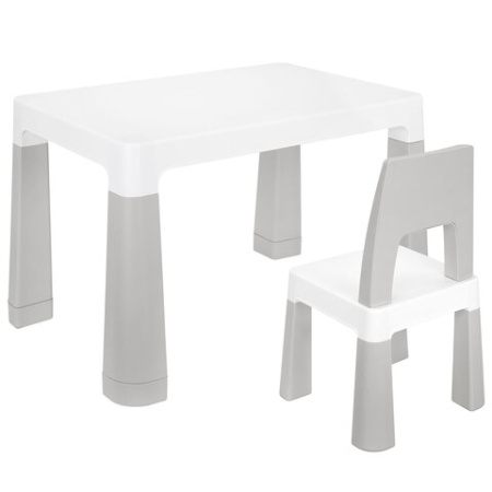 Стол детский + стул BRABIX KIDS CS-003, 2-7 лет, пластик белый + серый, 533292