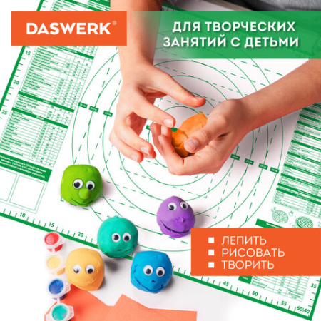 Коврик силиконовый для раскатки/запекания 46х66 см, зеленый, ПОДАРОК пластиковый нож, DASWERK (ДАСВЕРК), 608428