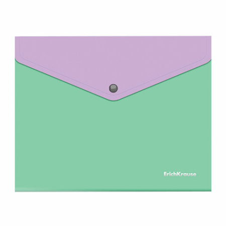 Папка-конверт с кнопкой ERICH KRAUSE "Matt Pastel Bloom", А5+, до 120 л., с карманом, ассорти, 0,18 мм, 61150