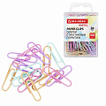 Скрепки BRAUBERG PASTEL, 28 мм, пастельные цвета, 100 шт., в пластиковой коробке