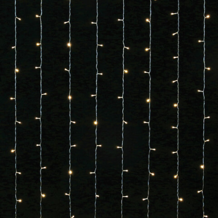 Электрогирлянда-занавес комнатная вид: "Штора", 3х2 м, 144 LED, тёплый белый, 220V, ЗОЛОТАЯ СКАЗКА, 591350