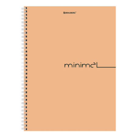 Тетрадь А4, 120 л., BRAUBERG, гребень, клетка, матовая ламинация, "Минимал Цвет", 405642