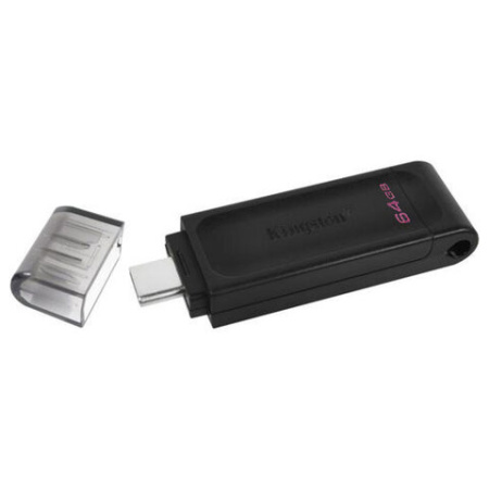 Флеш-диск 64 GB KINGSTON DataTraveler 70, разъем Type-C 3.2, черный, DT70/64GB