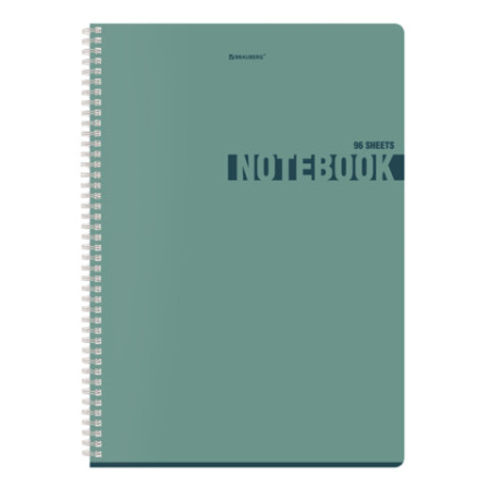 Тетрадь А4, 96 л., BRAUBERG, гребень, клетка, матовая ламинация, "NoteColor" (микс в спайке), 405316