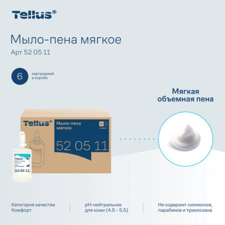 Картридж с жидким мылом-пеной одноразовый Tellus/TORK (Система S4) Advanced, мягкое, 1 л, 520511