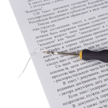 Набор для прошивки документов (шило с ушком, нить 60 м), в блистере, STAFF, 605383