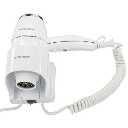 Фен для волос настенный SONNEN HD-2206 SUPER POWER, 1850 Вт, белый, 3 температурных режима, 608482