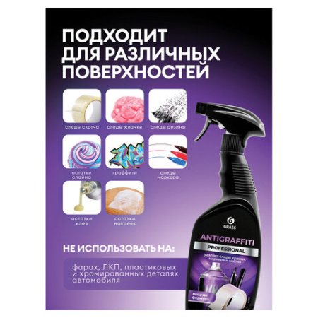 Антискотч для удаления этикеток, жвачки, маркера, граффити, клея мл GRASS ANTIGRAFFITI PROF
